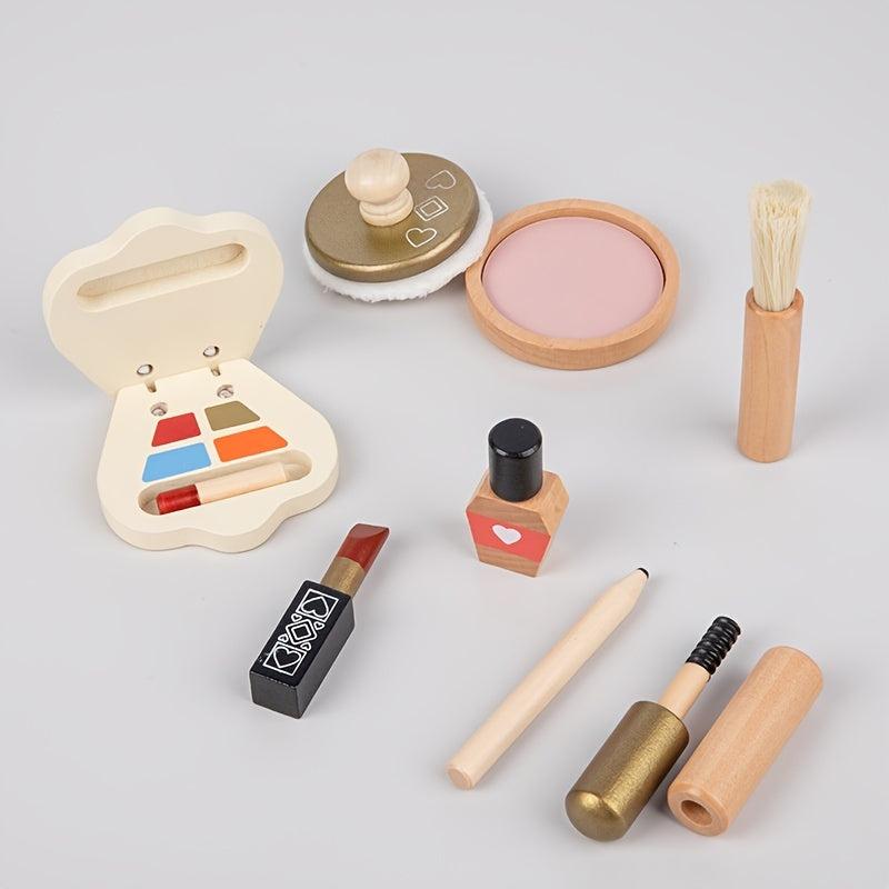 Wooden Play House Toy Kids' Dressing Table Makeup Set