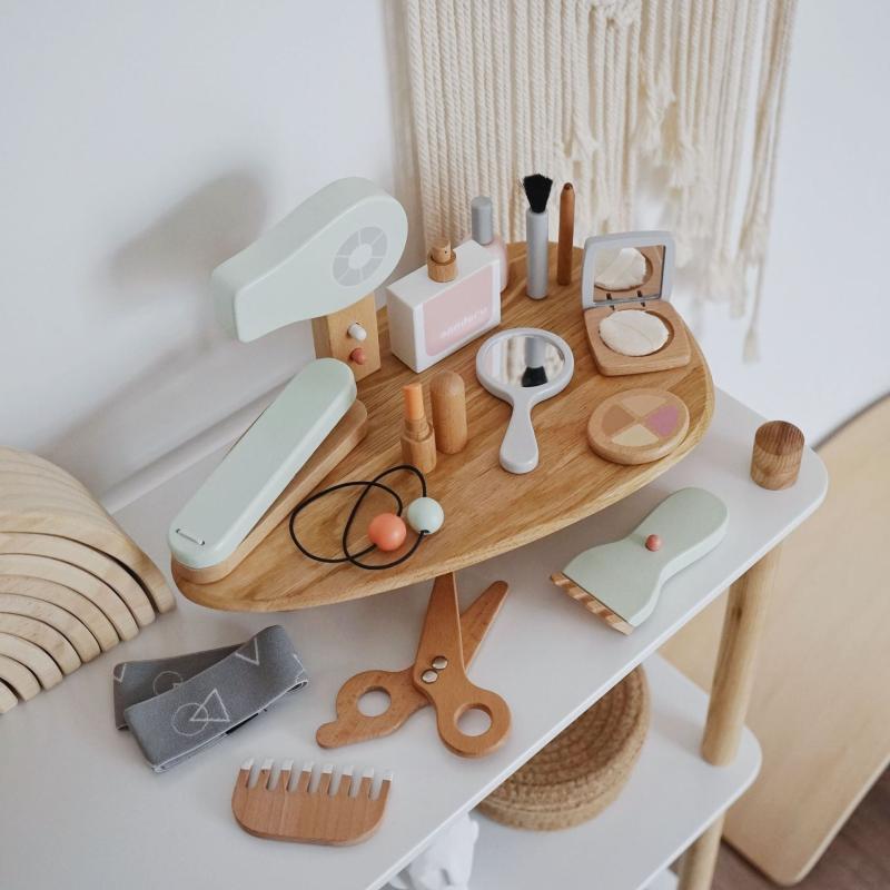 Wooden Play House Toy Kids' Dressing Table Makeup Set