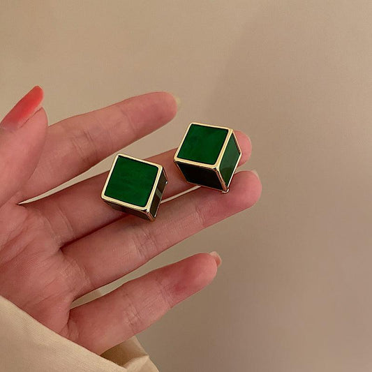 Solid Geometry Stud Earrings Squares Female Earrings