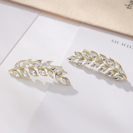 Sparkling Rhinestone Wheat Ear Clip Earrings for Women