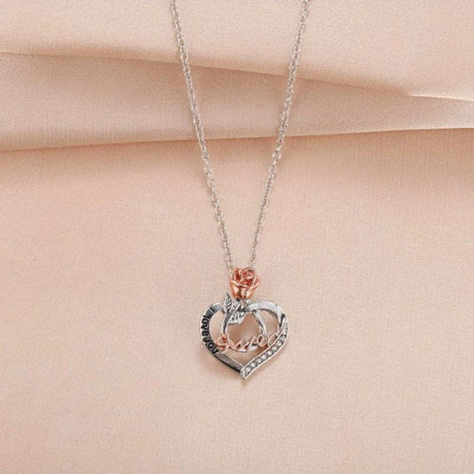 Heart Shaped Pendant Necklace Rose Jewelry Couple Holiday Gift