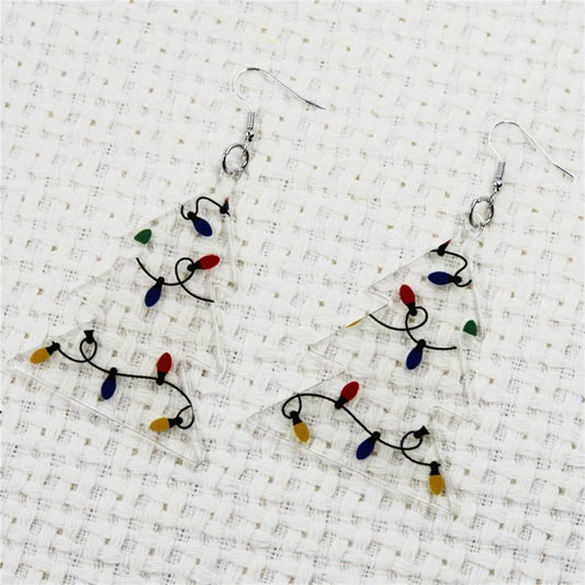 Christmas Tree Earrings - Acrylic Drop Dangling Earrings