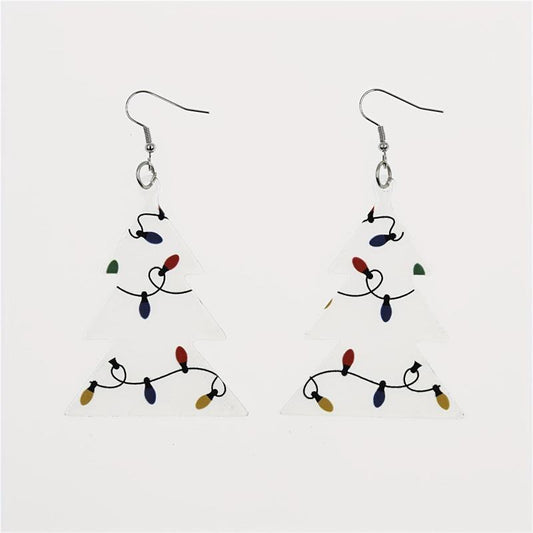 Christmas Tree Earrings - Acrylic Drop Dangling Earrings