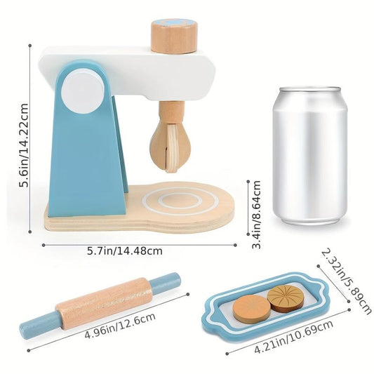 Kids Baking Set Wooden Kitchen Toys Mixer Toy 8pcs