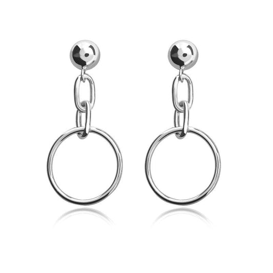 Silvery Pendant Earrings Studs Gift For Girls Daily Wear