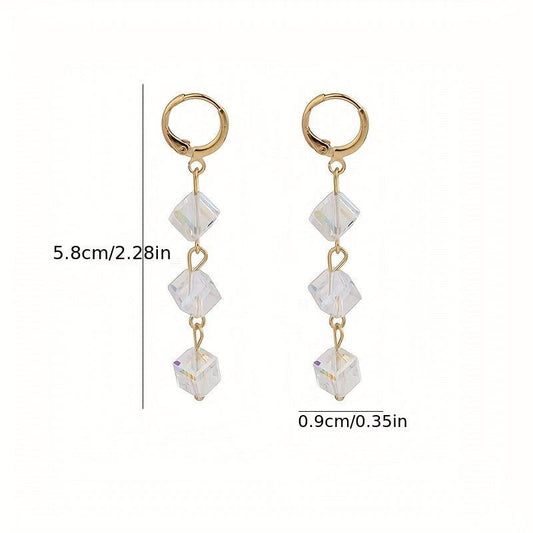 Square Bow Tassel Stud Earrings Fairy Earrings