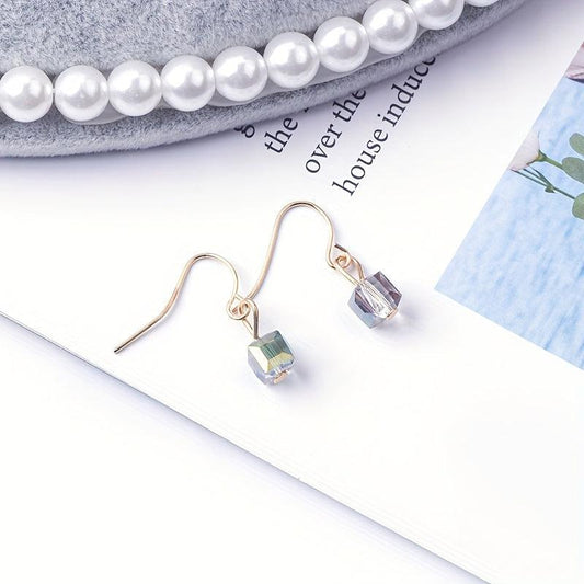 Square Glass Crystal Mini Earrings