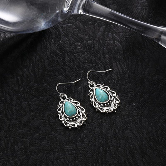 Vintage Bohemian Turquoise Water Drop Earrings