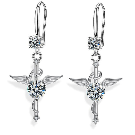 Cross Pendant Earrings Rhinestone Christmas Present