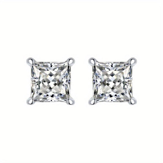 Moissanite Princess Cut Earing Ear Stud S925 Sterling Silver