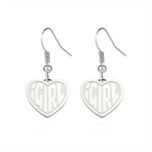 Heart Letter Earrings - Stainless Steel