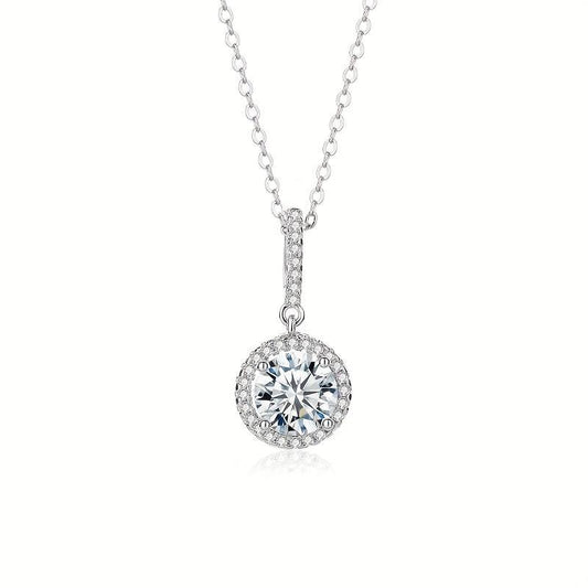 4 Claw Moissanite Necklace 925 Silver Round Cut Necklace Gift for Her