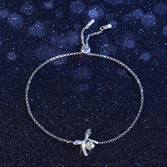 Bow Moissanite Bracelet 925 Silver for Her