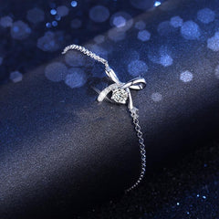 Bow Moissanite Bracelet 925 Silver for Her