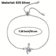 Bow Moissanite Bracelet 925 Silver for Her