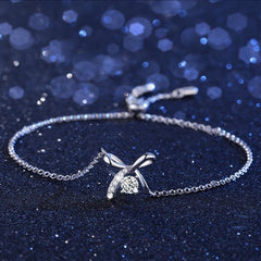 Bow Moissanite Bracelet 925 Silver for Her