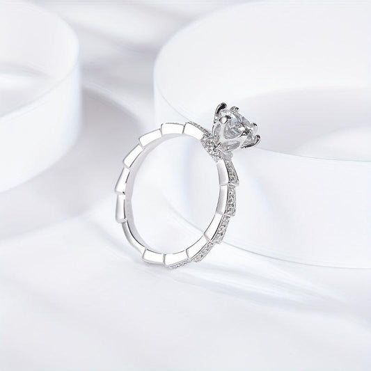 S925 Silver Moissanite Snake Bracelet Ring Set
