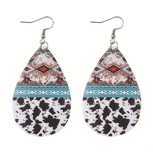 Bohemian Milk Pattern Water Drop Earrings - Toy Anniversary Christmas Gift