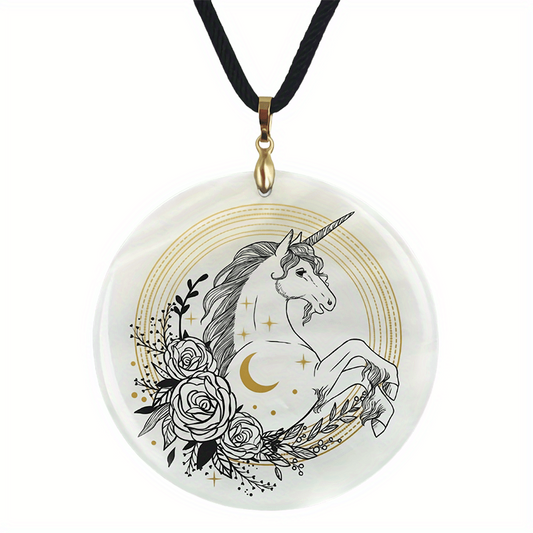 Unicorn And Moon Pendant Necklace Adjustable Chain Gift Jewelry