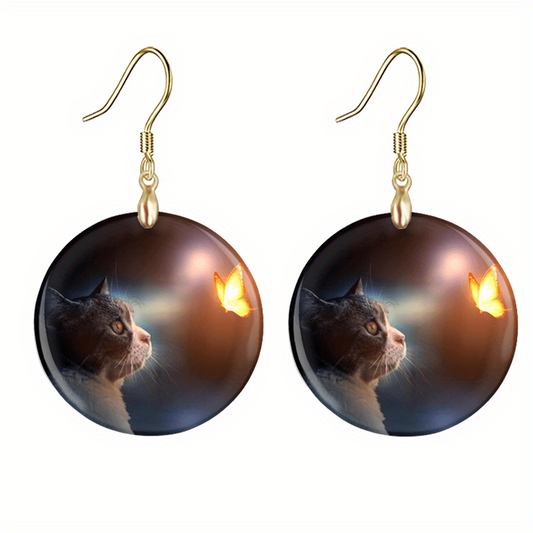 Creative Cat And Butterfly Acrylic Earrings