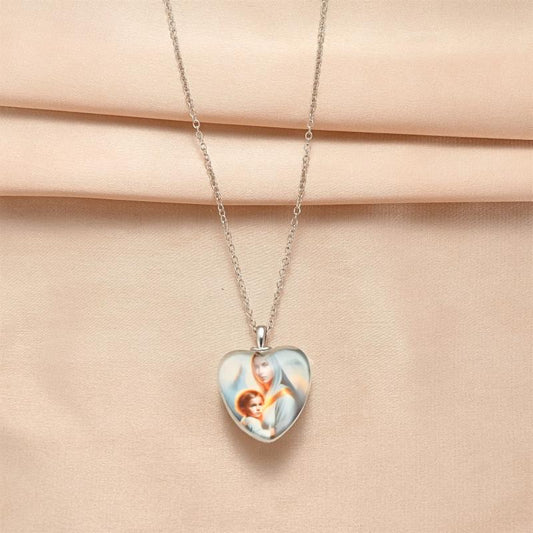 Vintage Heart Mother Daughter Pendant Necklace Toy for Kids Anniversary Gift