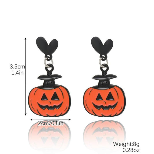 Retro Ghost Pumpkin Dangle Earrings Wooden Jewelry Perfect Holiday Gift