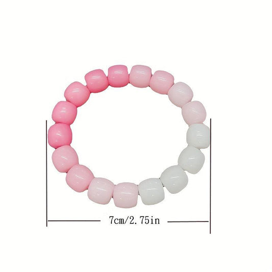Gradient Hand String Bracelet with Beads & Crystal Hair Tie