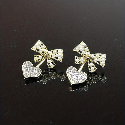 Pearl Bow Love Earrings Compact Light Earrings