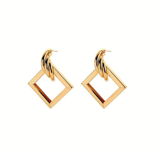 Metallic Geometry Dangle Earrings Cartoon Drop Stud Earrings