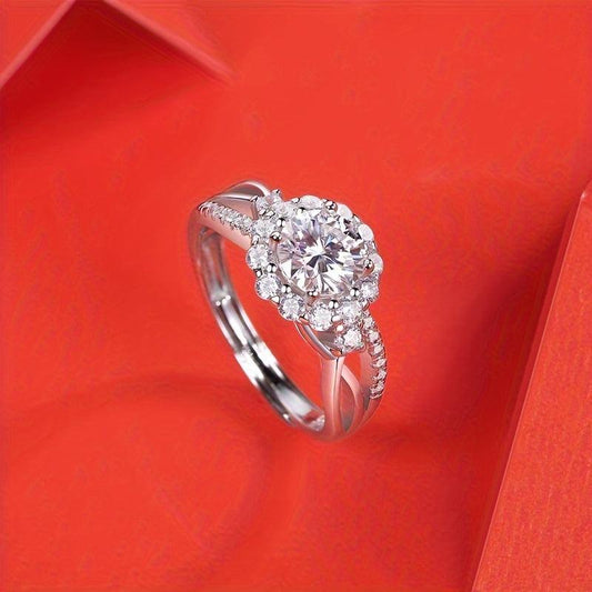 Moissanite Ring 925 Silver Band for Women Wedding Banquet Party