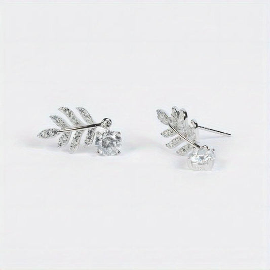 Leaf Moissanite Stud Earrings 925 Sterling Silver