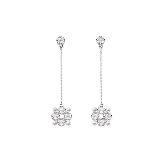 Flower Tassel Earrings Long Dangle Drop Studs for Women