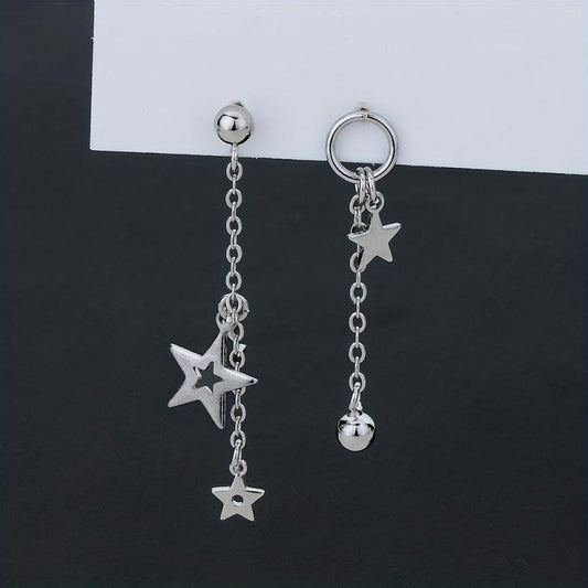 Asymmetric Hollow Star Tassel Earrings Christmas Gift