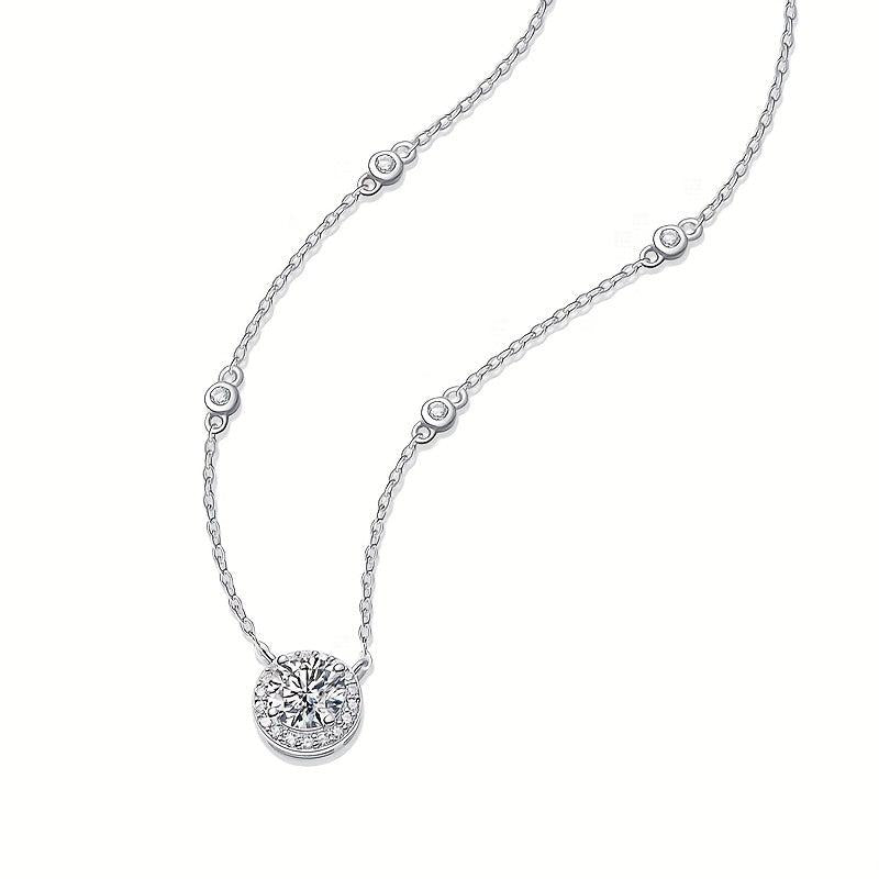 1 2 3ct Moissanite Necklace Women's Pendant Chain Decoration