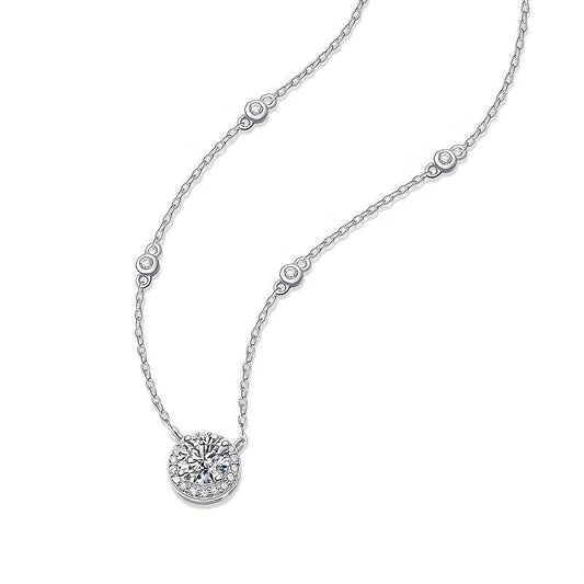 1 2 3ct Moissanite Necklace Women's Pendant Chain Decoration
