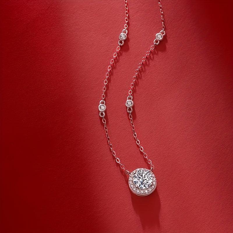 1 2 3ct Moissanite Necklace Women's Pendant Chain Decoration
