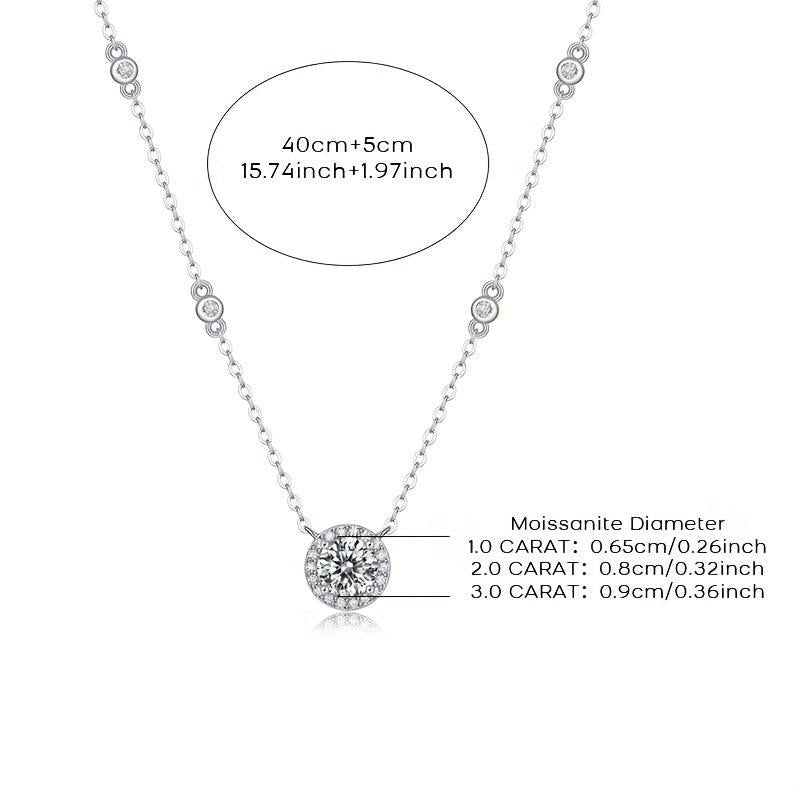 1 2 3ct Moissanite Necklace Women's Pendant Chain Decoration