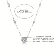 1 2 3ct Moissanite Necklace Women's Pendant Chain Decoration