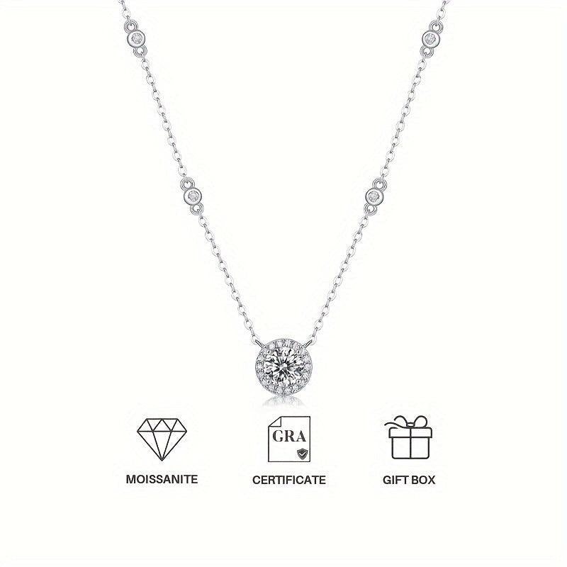 1 2 3ct Moissanite Necklace Women's Pendant Chain Decoration