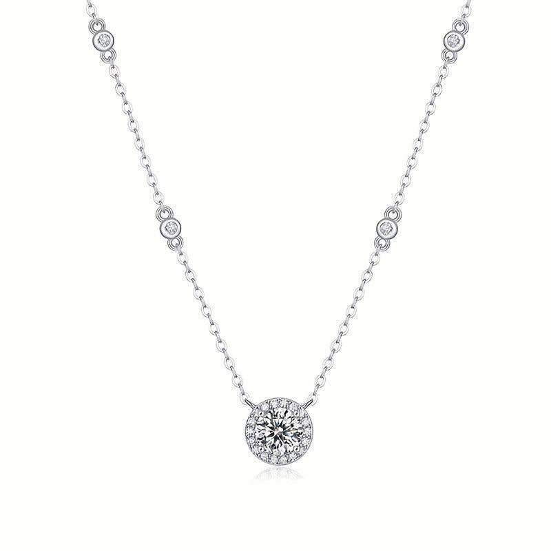 1 2 3ct Moissanite Necklace Women's Pendant Chain Decoration
