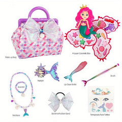 Mermaid Girls Princess Dress Up Jewelry Box Beauty Makeup Set