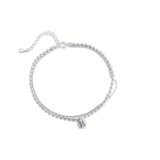 Moissanite Ball Bead Bracelet 925 Silver Casual Bracelet