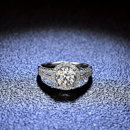 Moissanite Ring Set S925 Silvery Round for Women