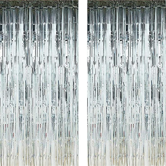 2pcs Metallic Fold Fringe Curtain Party Decoration