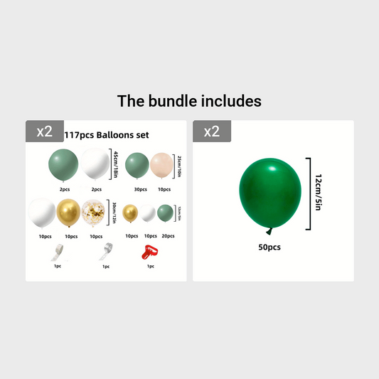 117pcs Retro Green Balloon Set for Vintage Birthday Party