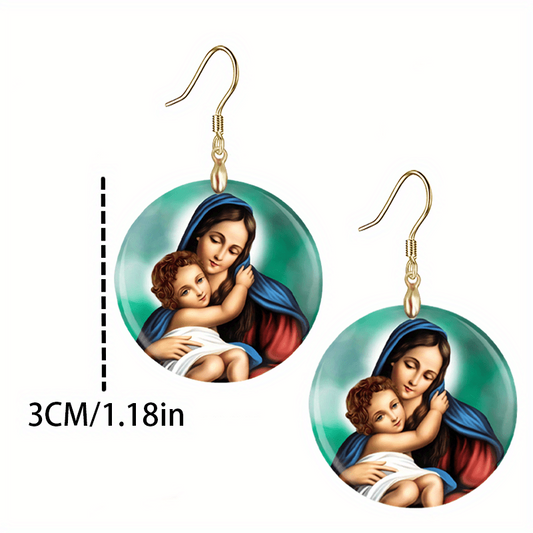 Creative Parent Child Round Acrylic Earrings