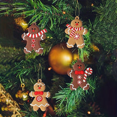12 Gingerbread Man Hanging Ornaments for Christmas Tree Decor