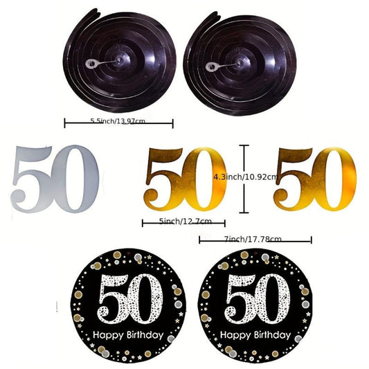 50th Birthday Party 12pcs PVC Spiral Charm Decoration