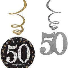 50th Birthday Party 12pcs PVC Spiral Charm Decoration