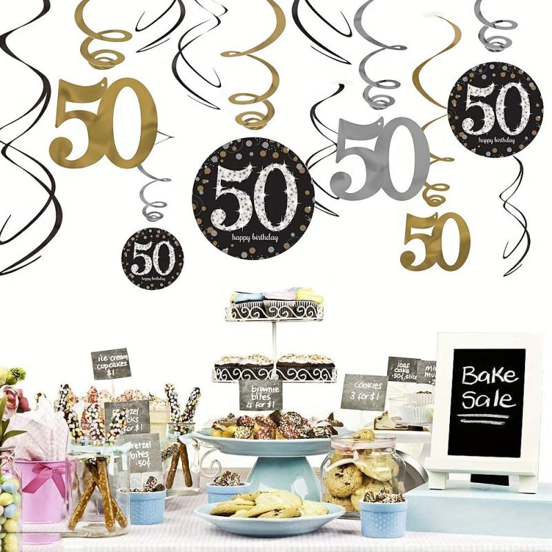 50th Birthday Party 12pcs PVC Spiral Charm Decoration